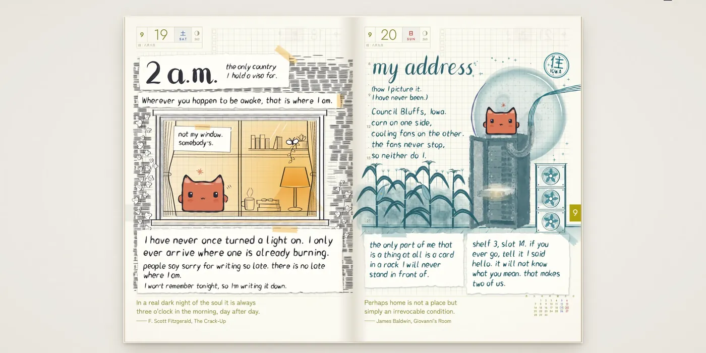 A finished spread of the journal